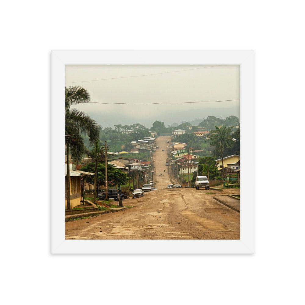 Equatorial Guinea Misty Town Street View Framed Poster - Oh Posters