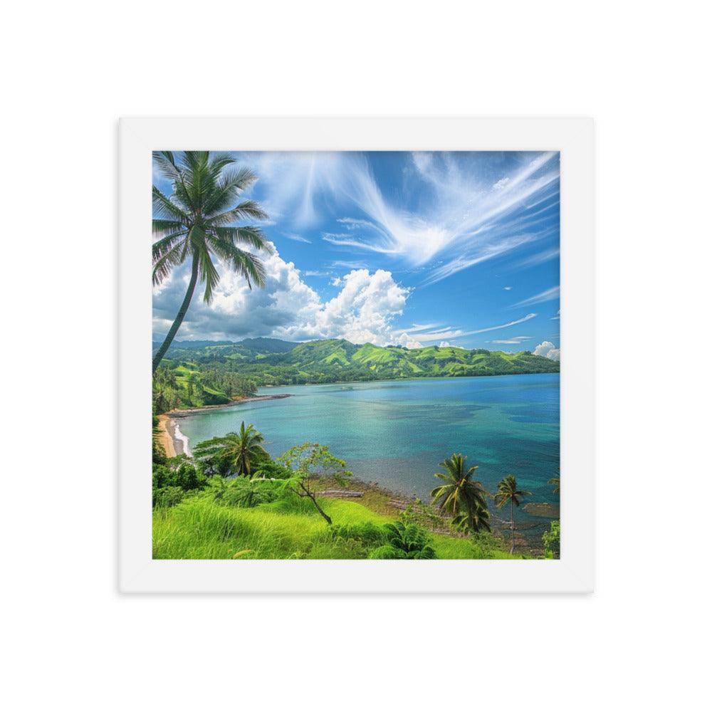 Fiji Tropical Beach Paradise Scenic Landscape Framed Poster - Oh Posters