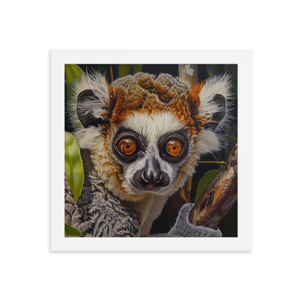 Madagascar Brown Lemur Realistic Wildlife Art Framed Poster - Oh Posters