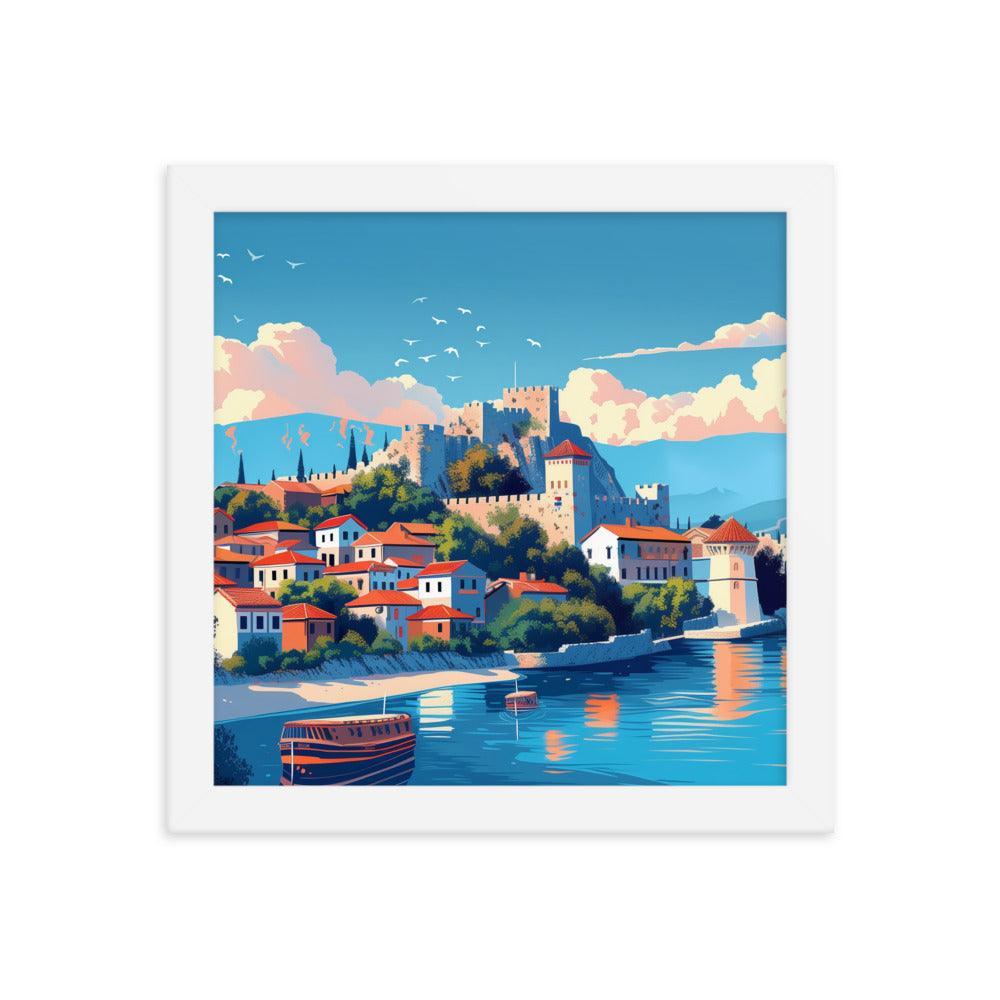 North Macedonia Historic Castle by the Lake Framed Poster - Oh Posters