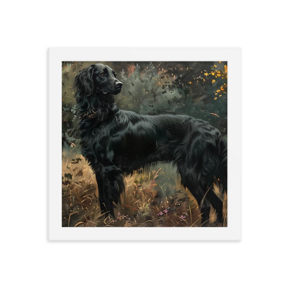 Flat-Coated Retriever in Forest Painting Framed Poster - Oh Posters