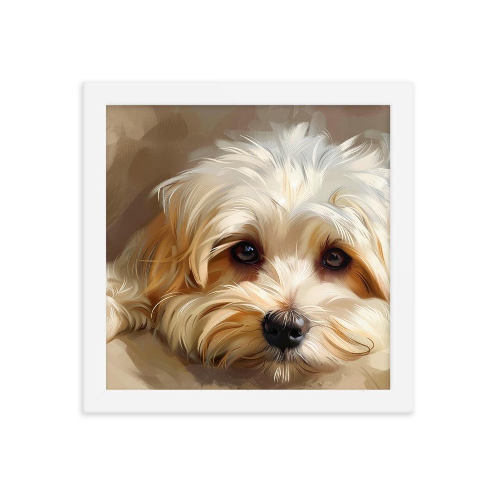 Havanese Puppy Resting Digital Painting Framed Poster - Oh Posters