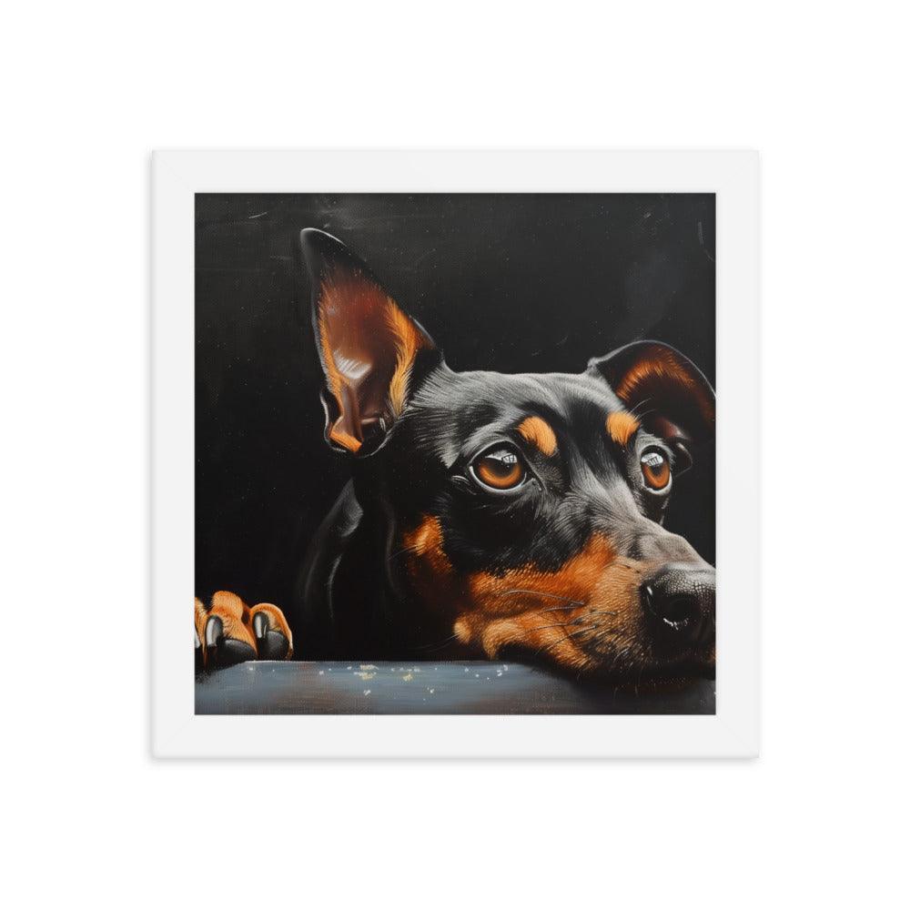 Manchester Terrier Painting with Dark Background Framed Poster - Oh Posters