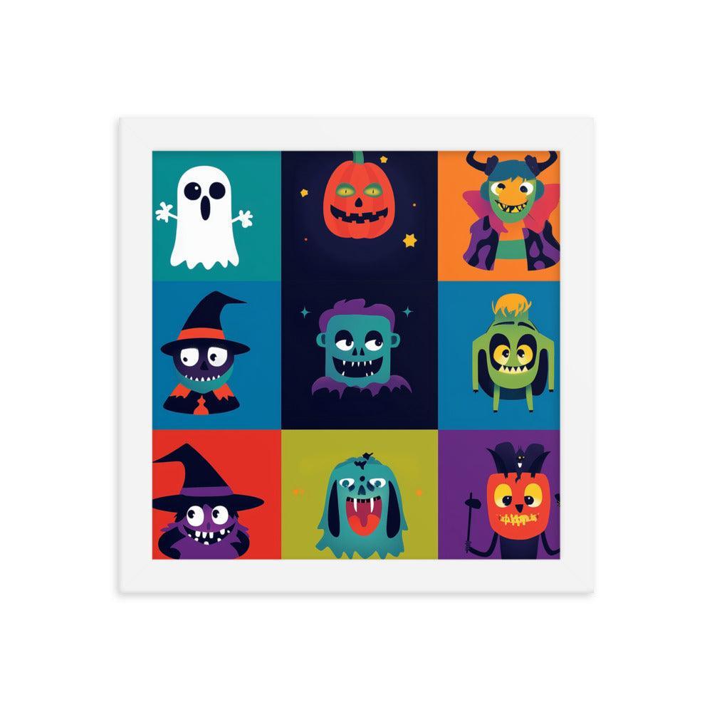 Halloween Monster Faces Assorted Digital Art Framed Poster - Oh Posters