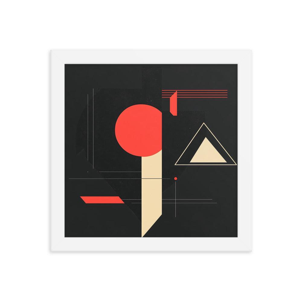 Bold Geometric Art Shapes Red Circle Black Framed Poster - Oh Posters