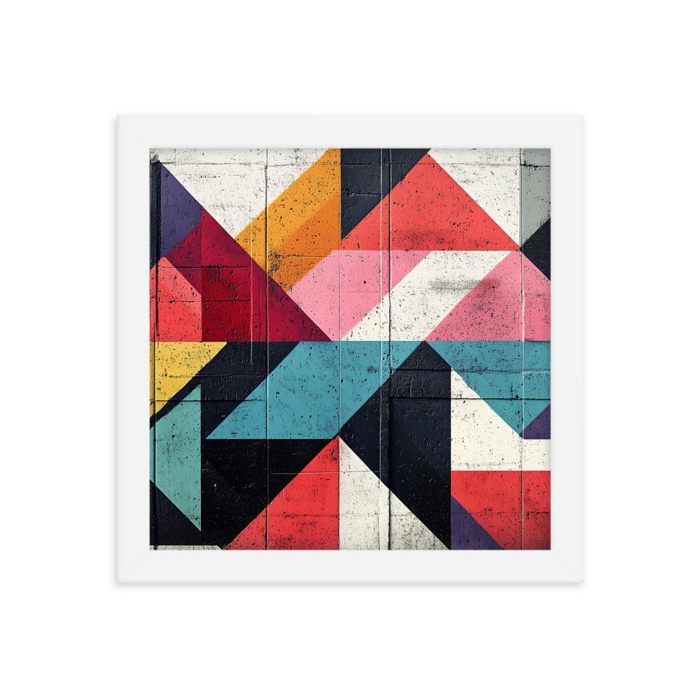 Vibrant Geometric Art Pattern With Bold Colors and Abstract Shapes Framed Poster - Oh Posters