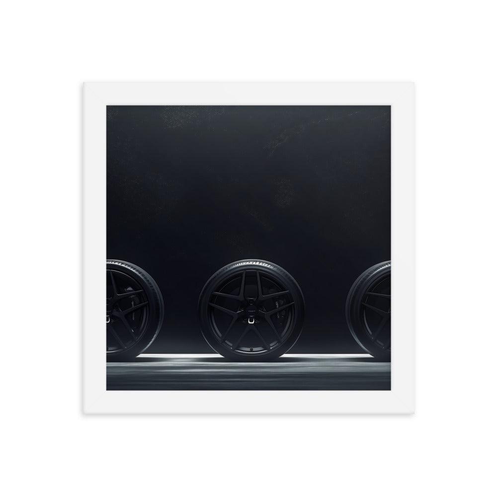 Car Wheels Trio Under Starry Night Sky Framed Poster - Oh Posters