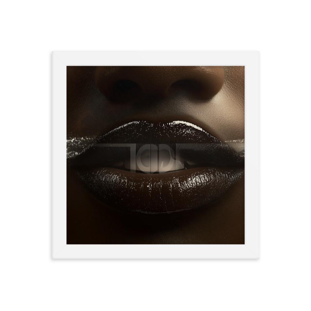 Bold Abstract Face Art with White Accents for Modern Aesthetic Framed Poster - Oh Posters