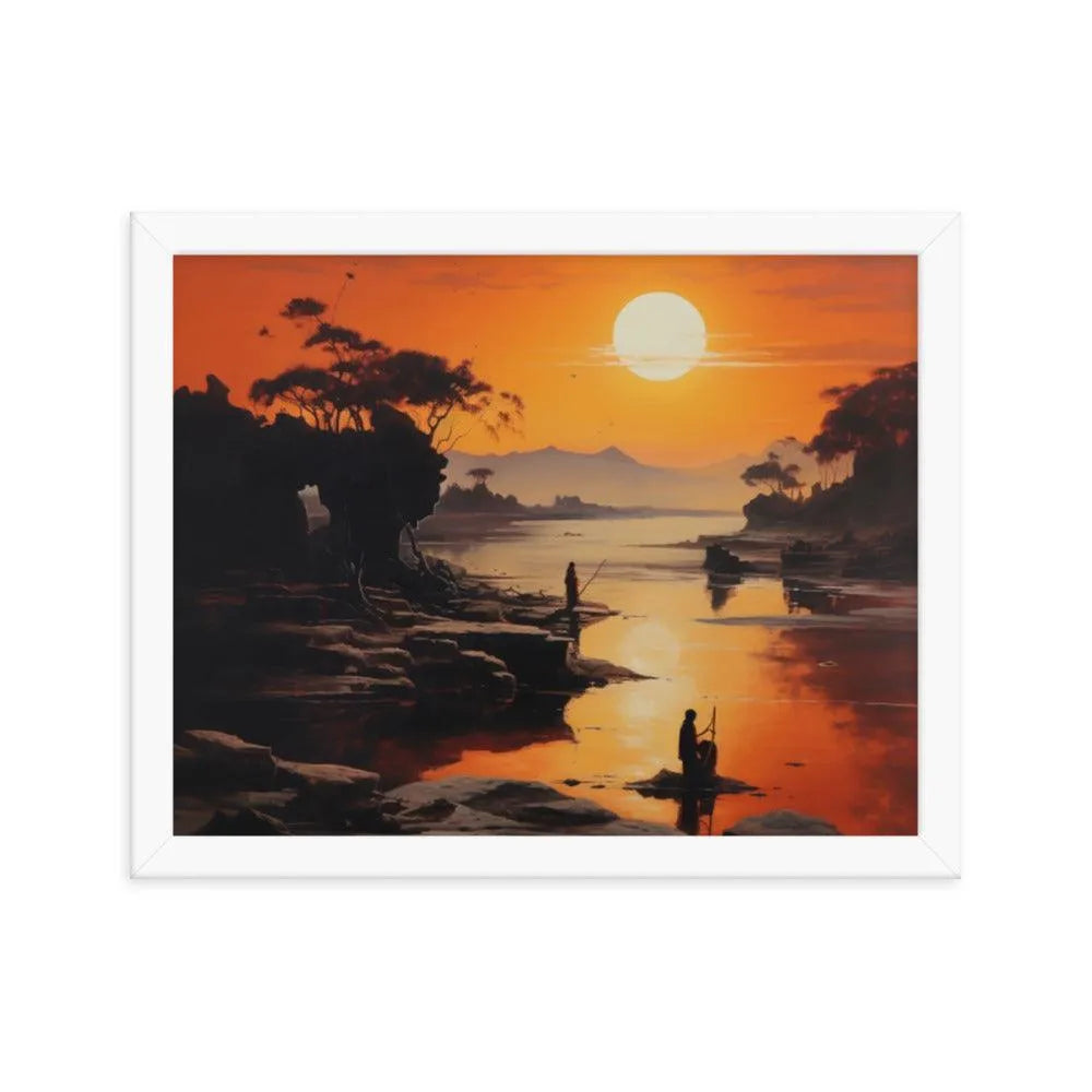 Indian Beach Sunset Painting Framed Poster - Oh Posters