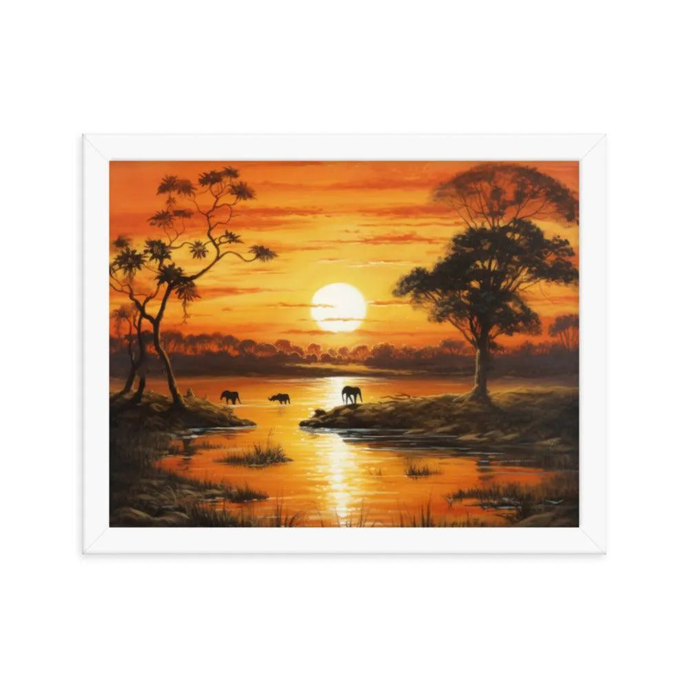 Indian Jungle Sunset Painting Framed Poster - Oh Posters