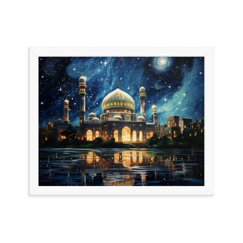 Pakistan Mosque Starry Night Painting Framed Poster - Oh Posters