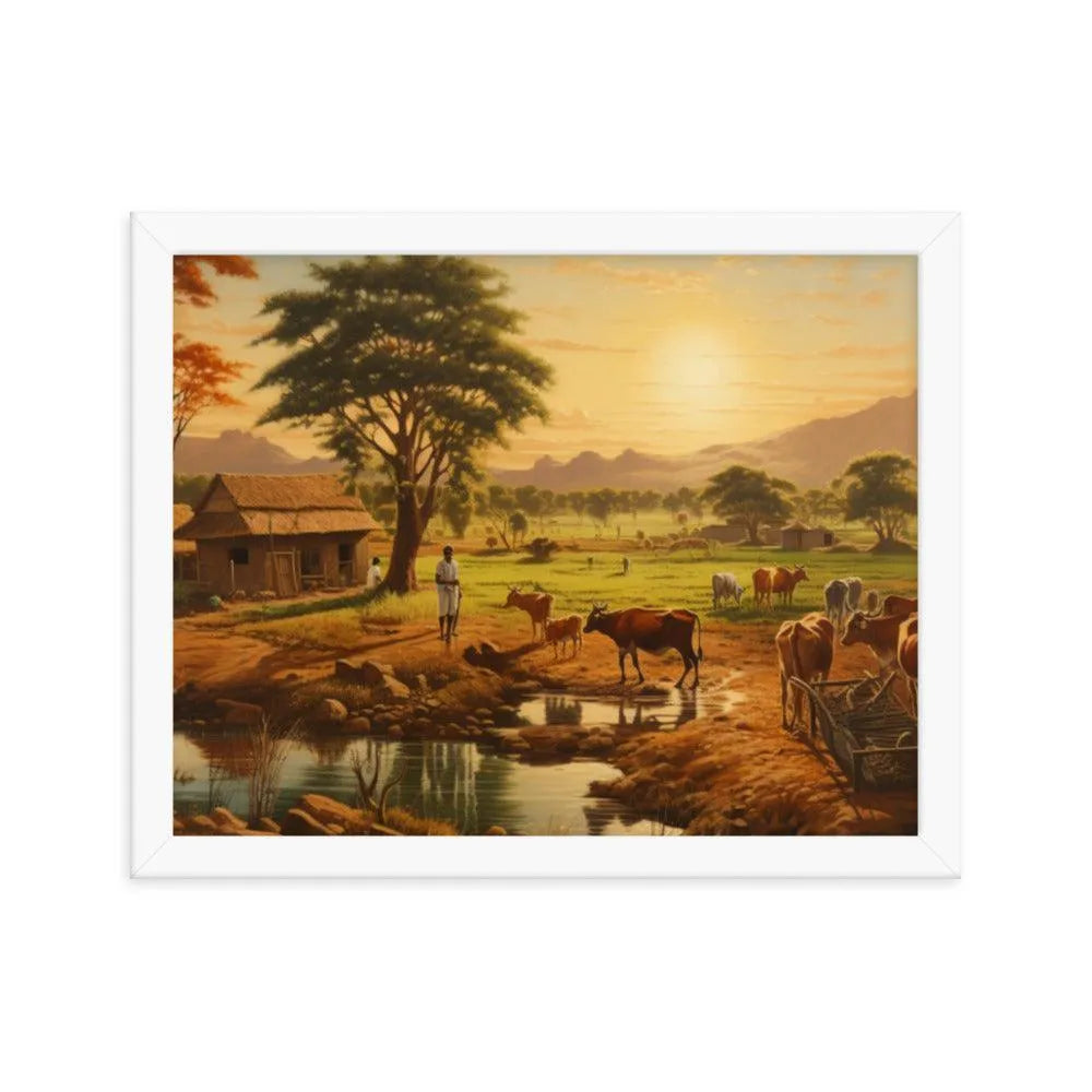 Indian Farm Painting Framed Poster - Oh Posters