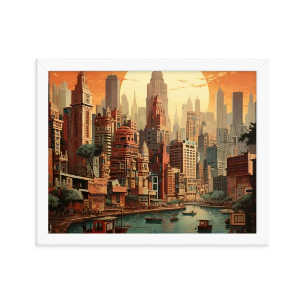 Indian Skyscraper City Painting Framed Poster - Oh Posters