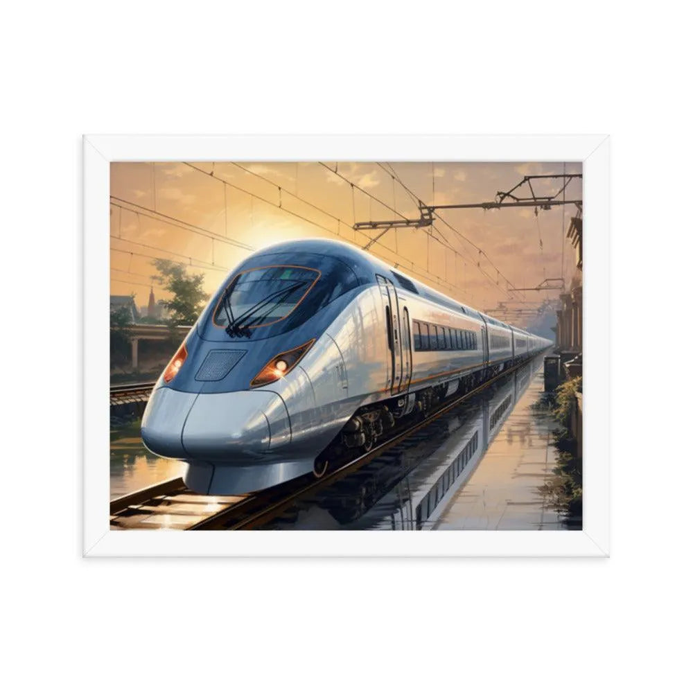 Futuristic Bullet Train in India Painting Framed Poster - Oh Posters