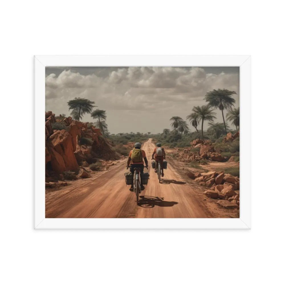 Riding Bicycle on Indian Road Painting Framed Poster - Oh Posters