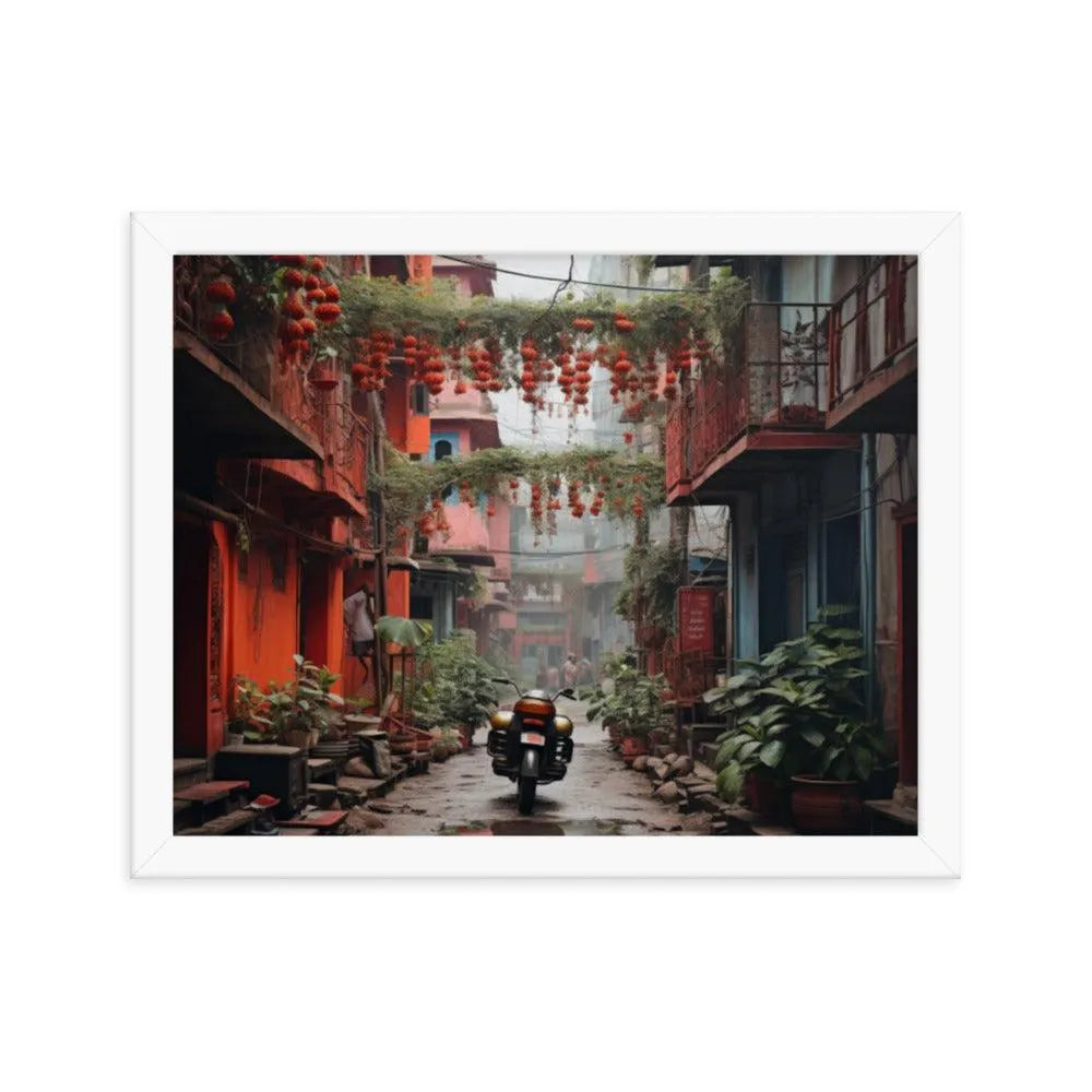 India Floral Street Framed Poster - Oh Posters