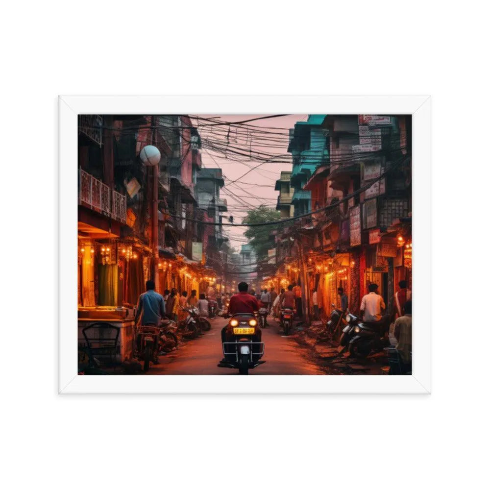 Indian Street Dusk Framed Poster - Oh Posters