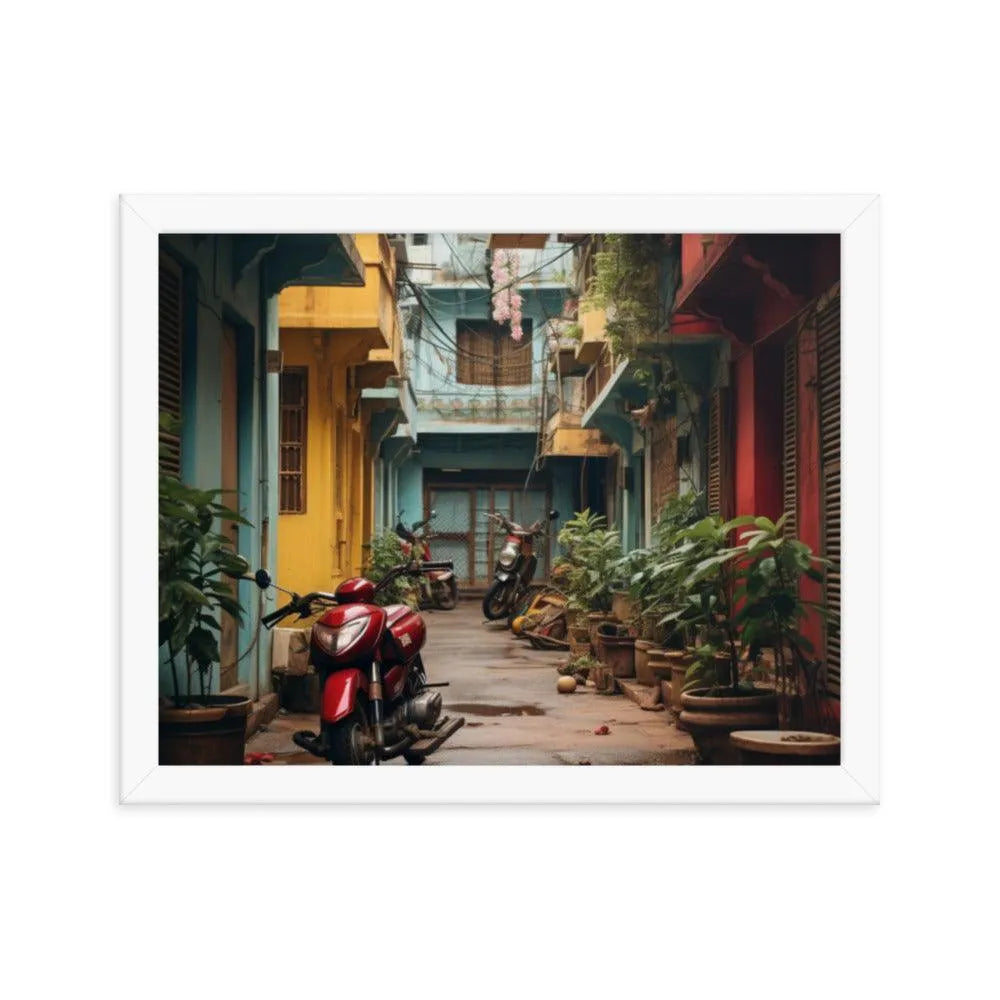 India Floral Street Framed Poster - Oh Posters