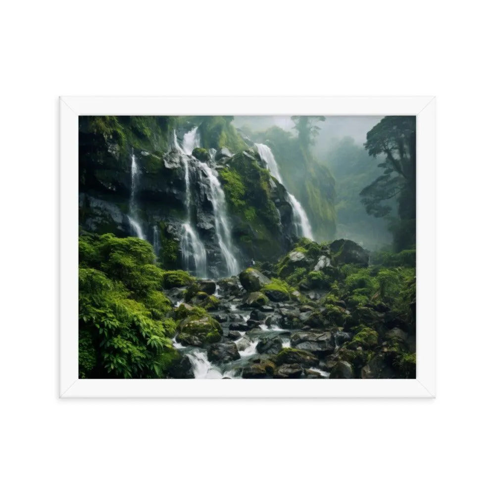 India Waterfall Forest Natural Framed Poster - Oh Posters