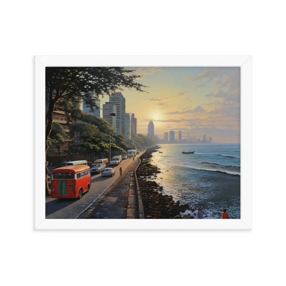 India Mumbai Marine Drive Painting Framed Poster - Oh Posters