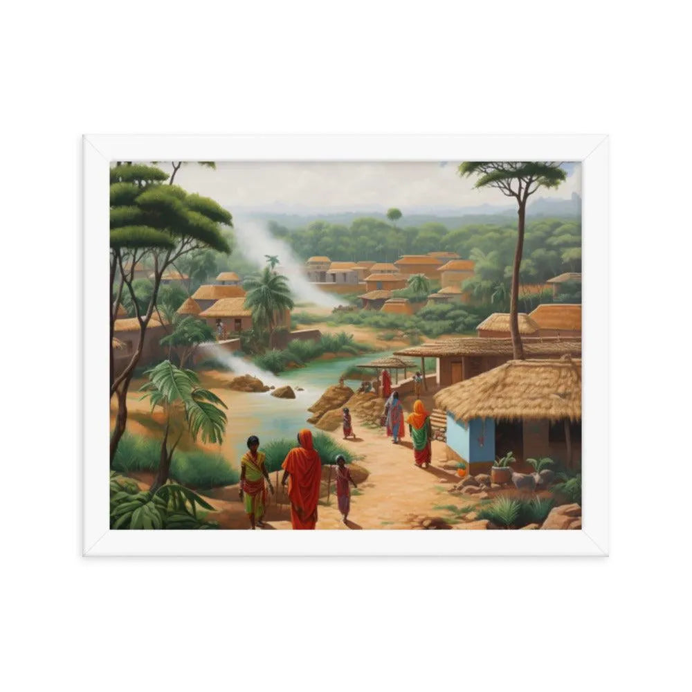 Indian Village Jungle Painting Framed Poster - Oh Posters