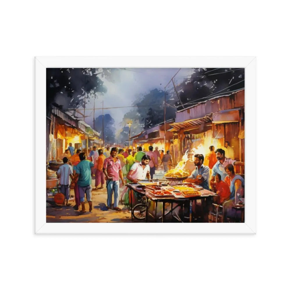 Indian Street Food Street Stalls Painting Framed Poster - Oh Posters