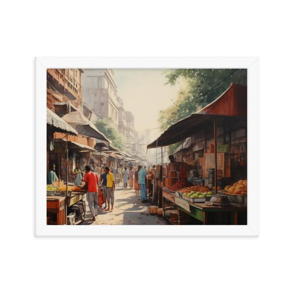 Indian Street Food Street Stalls Painting Framed Poster - Oh Posters