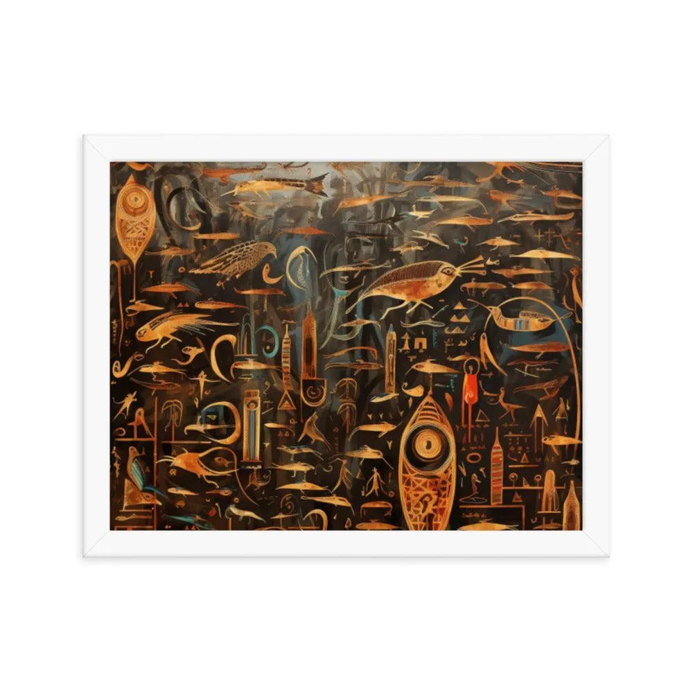 Hieroglyphic Calligraphy Ancient Egypt Framed Poster - Oh Posters