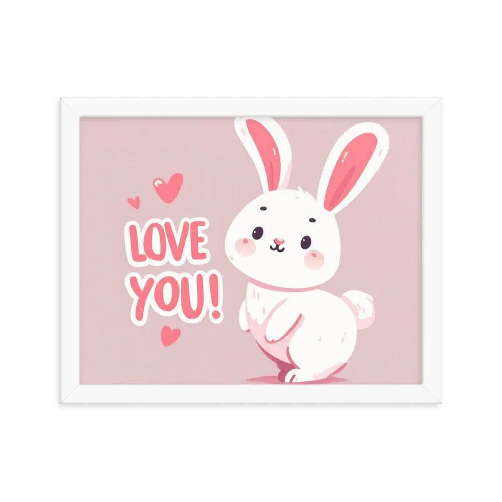 Bunny Rabbit Saying 'Love You' Framed Poster - Oh Posters
