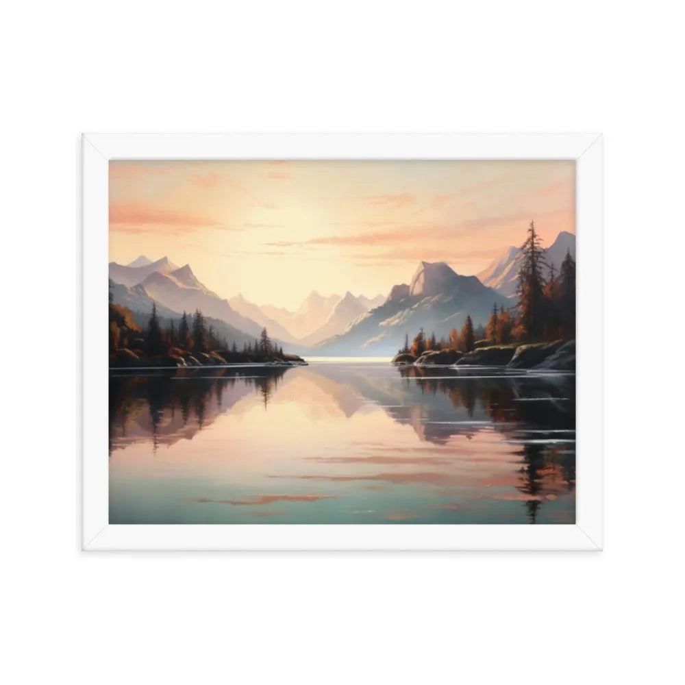 Lake Mountain Sunrise Nature Framed Poster - Oh Posters