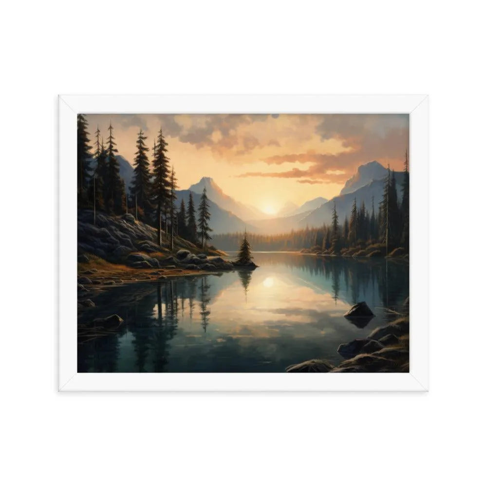 Lake Mountain Sunrise Nature Framed Poster - Oh Posters