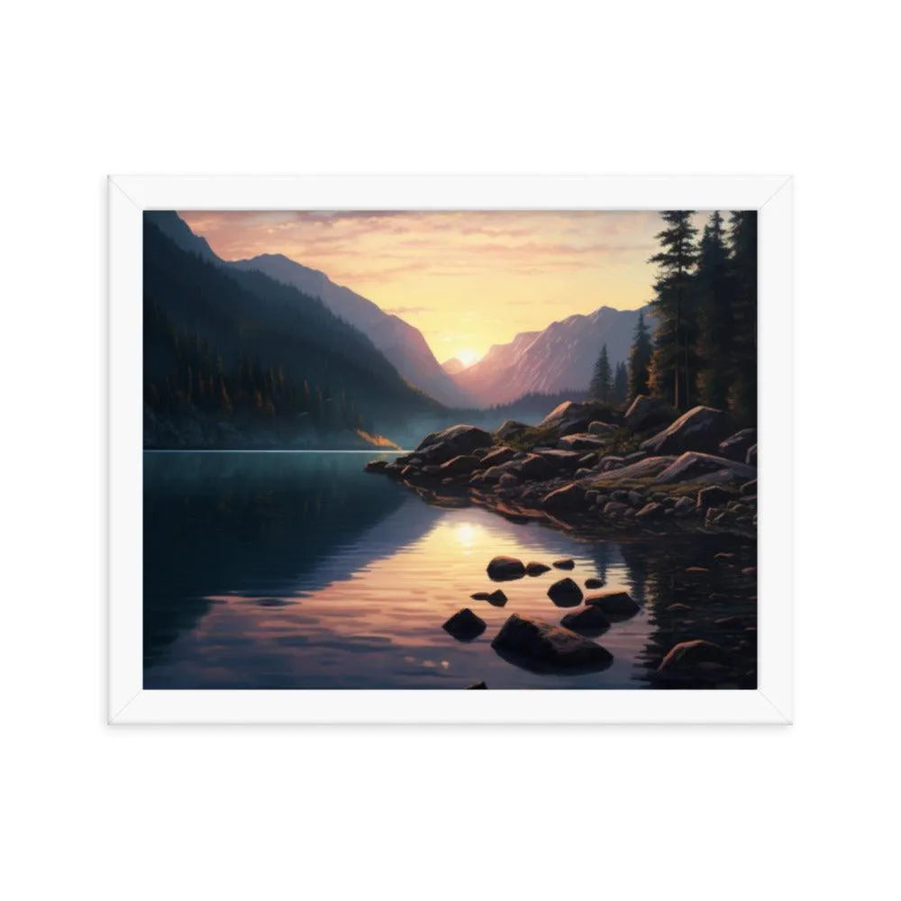 Lake Mountain Sunrise Nature Framed Poster - Oh Posters