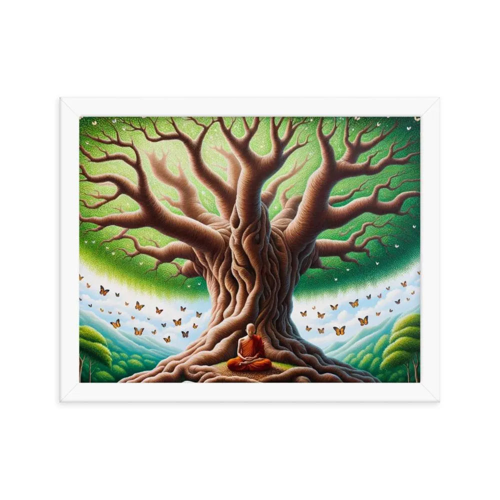 Meditation Serenity Tree Life Butterflies Art Framed Poster - Oh Posters