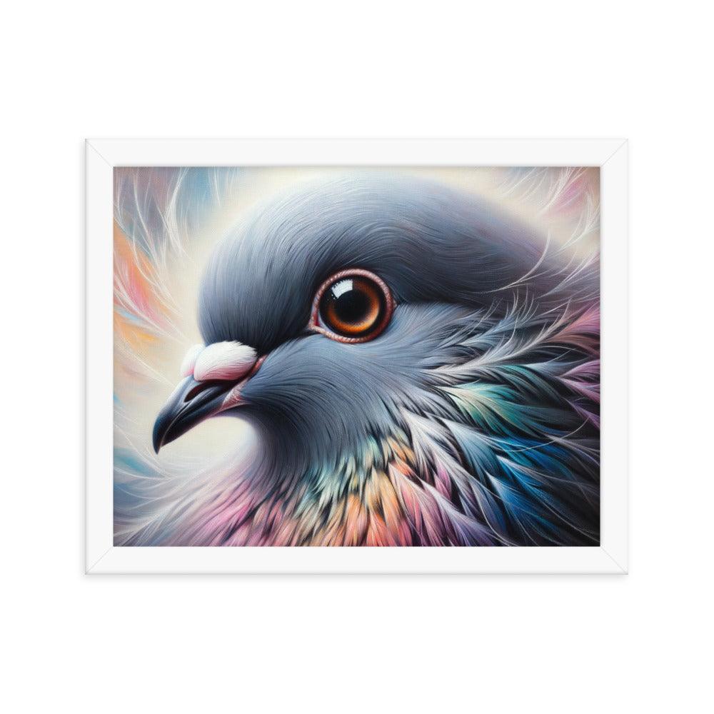 Colorful Pigeon Close-Up Portrait Framed Poster - Oh Posters