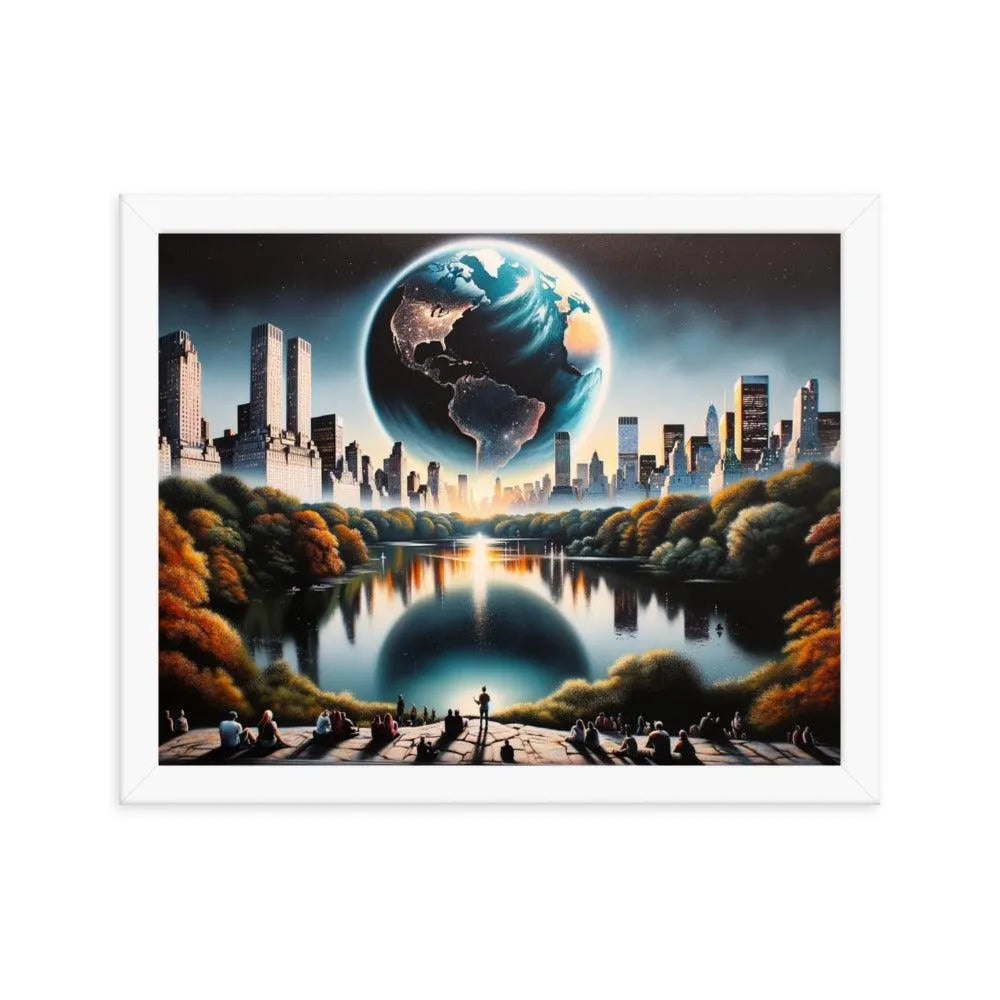 New York Central Park Earthrise Fantasy Framed Poster - Oh Posters