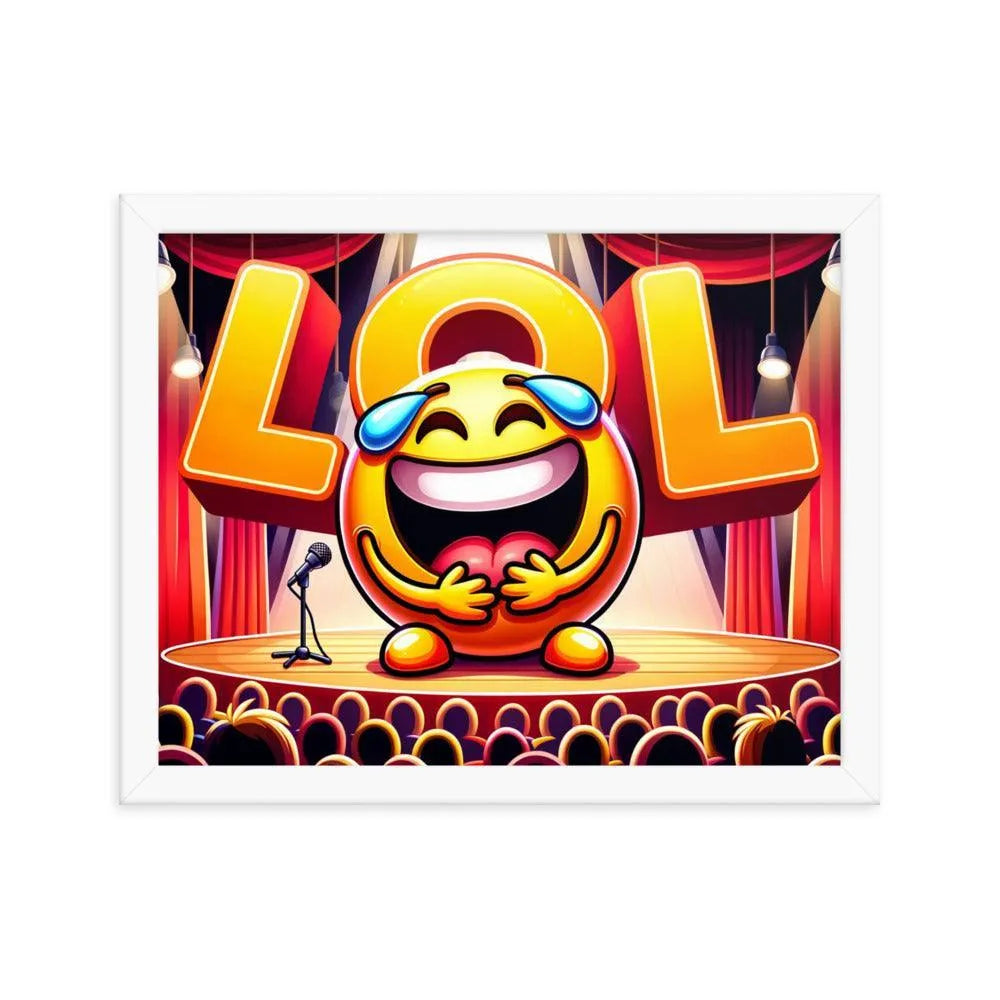 Laughing Emoji LOL Comedy Club Humour Funny Framed Poster - Oh Posters