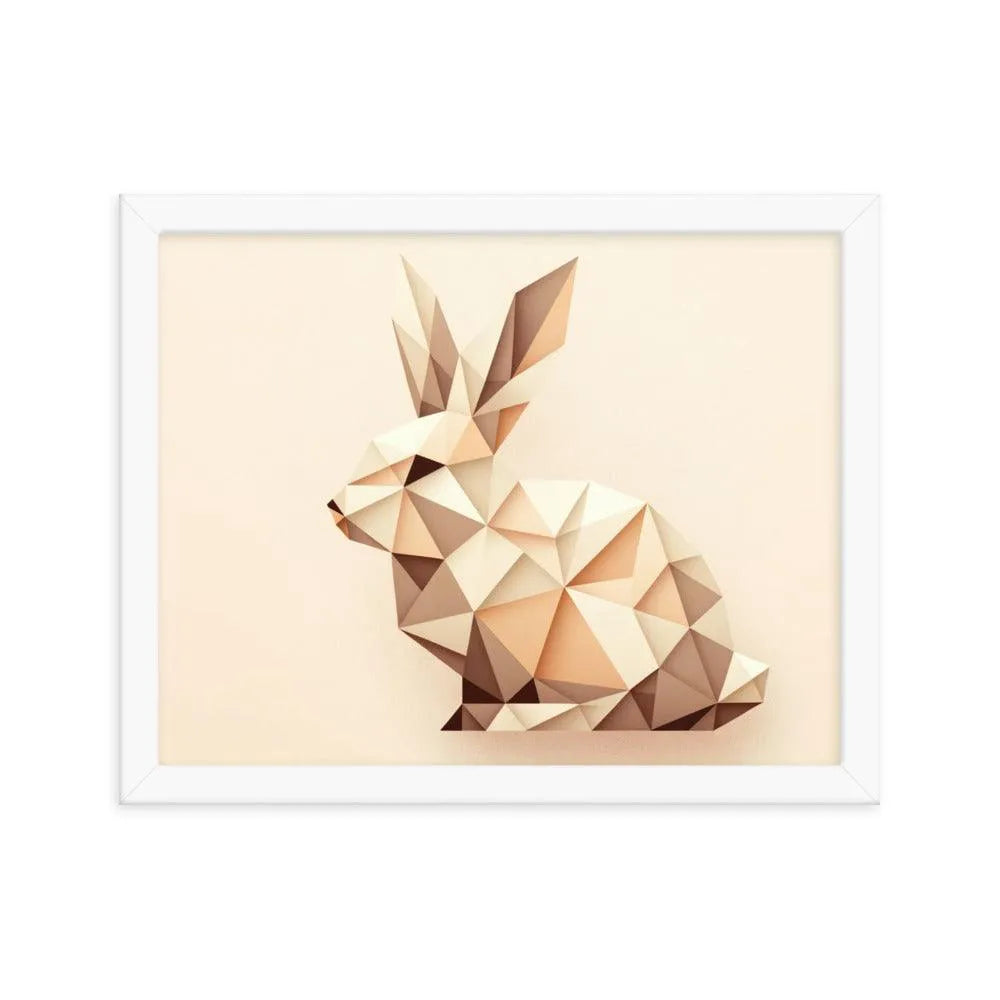 Geometric Beige Rabbit Minimalist Art Framed Poster - Oh Posters