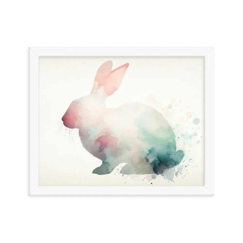 Pastel Watercolor Rabbit Silhouette Minimalistic Art Framed Poster - Oh Posters
