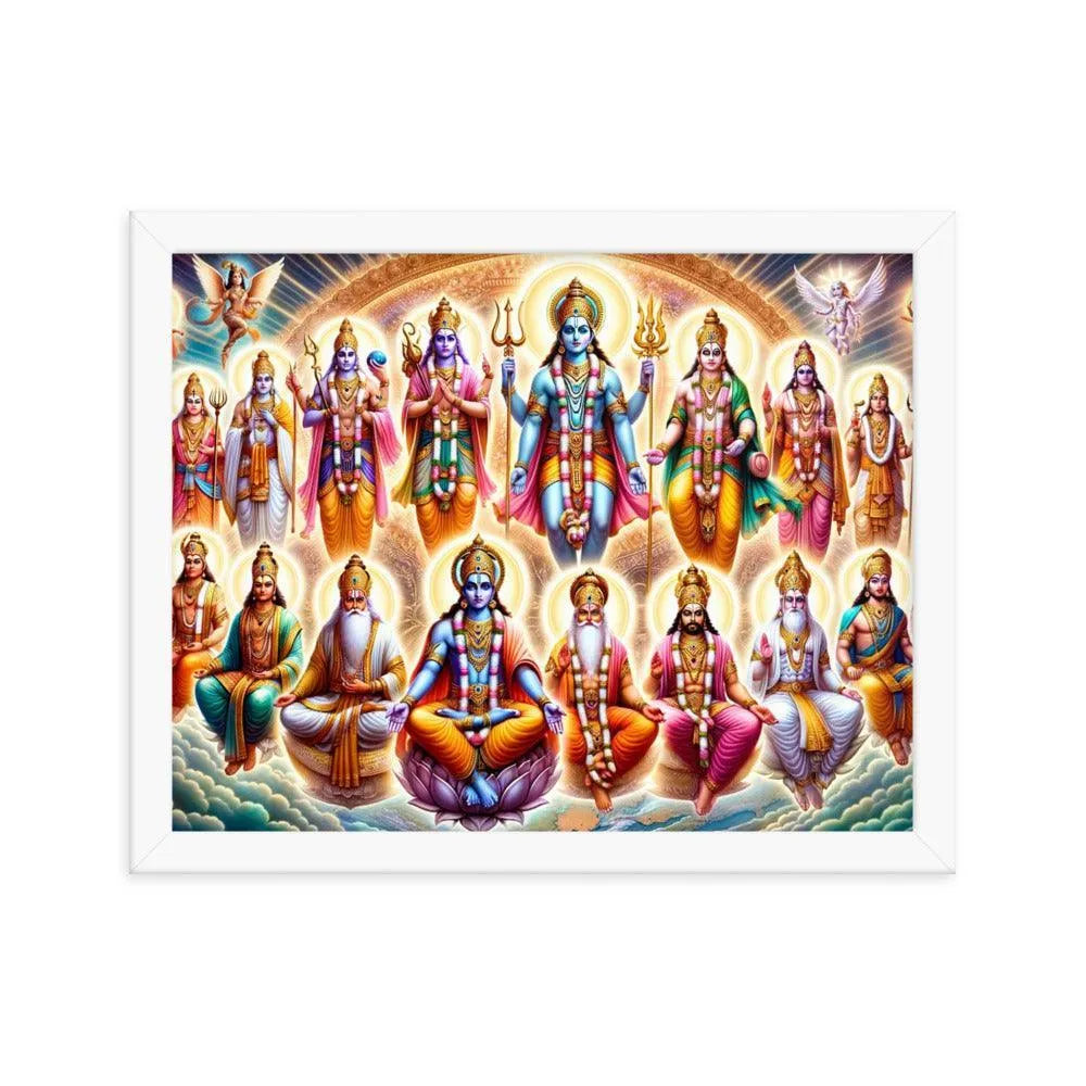 Dashavatara: Lord Vishnu's Divine Incarnations Hindu Art Framed Poster - Oh Posters