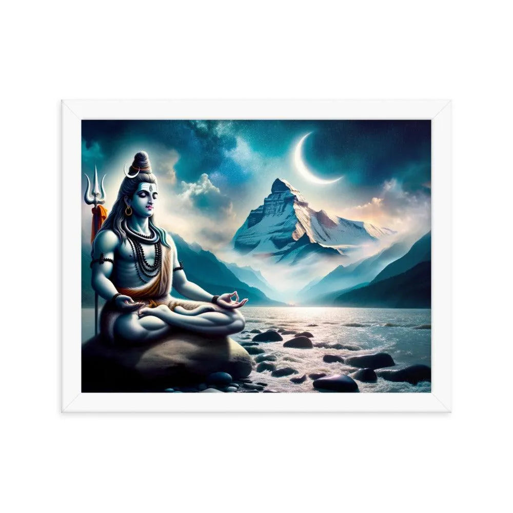 Lord Shiva Meditating by Ganges River Hindu Art Framed Poster - Oh Posters