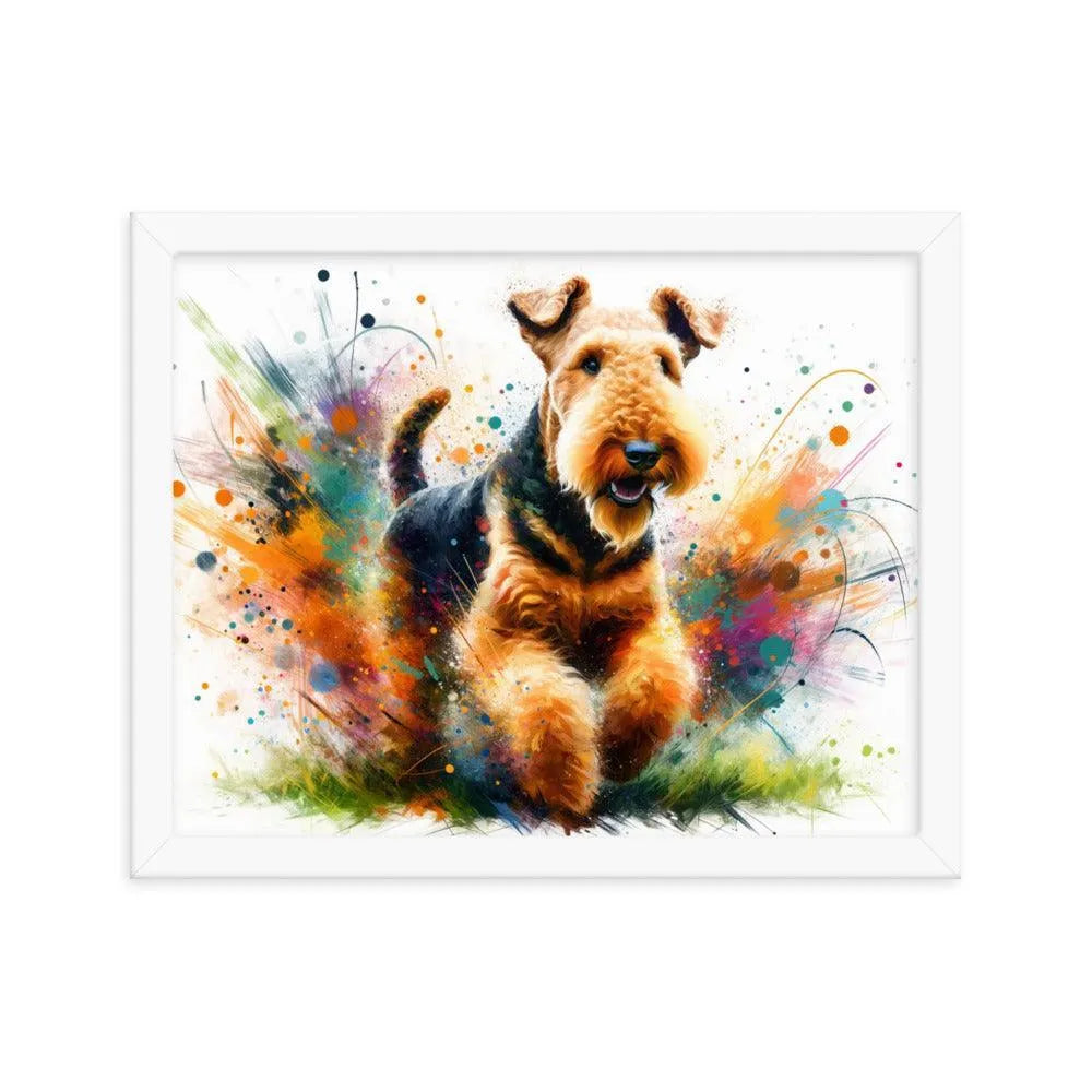 Joyful Airedale Terrier Colorful Artistic Depiction Framed Poster - Oh Posters