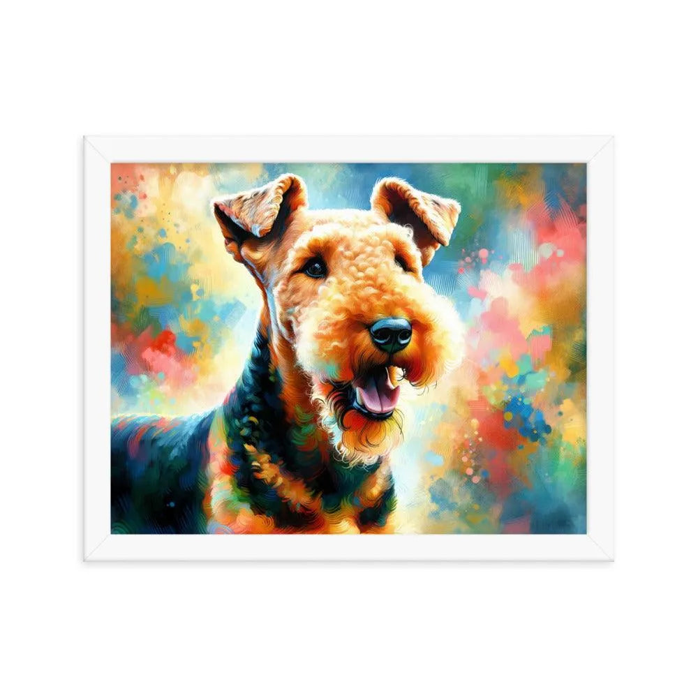 Colorful Airedale Terrier Vibrant Art Framed Poster - Oh Posters