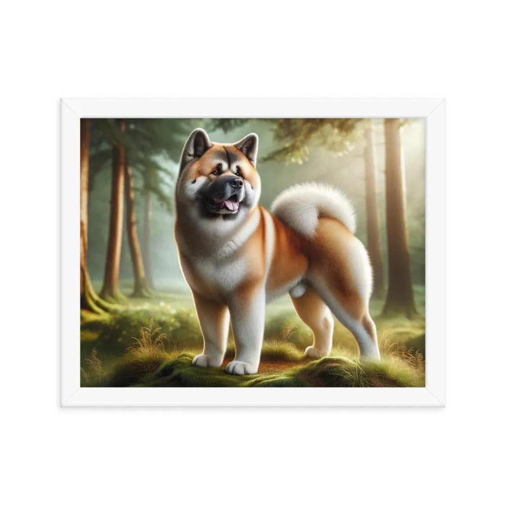 Photo-realistic Akita Standing Proudly in Natural Setting Framed Poster - Oh Posters