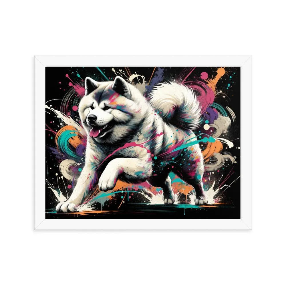 Energetic Akita Abstract Artwork Framed Poster - Oh Posters