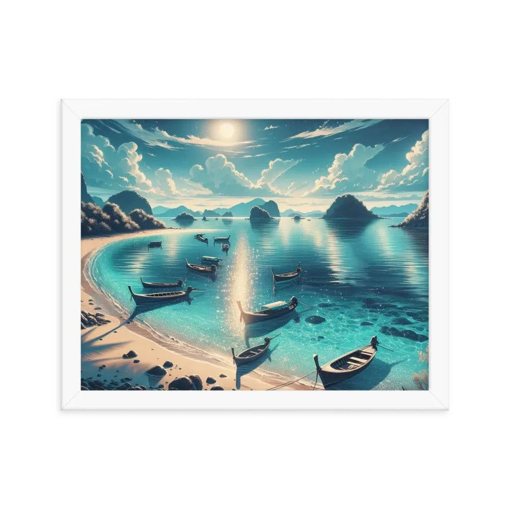 Secluded Shimmering Beach Digital Art Framed Poster - Oh Posters