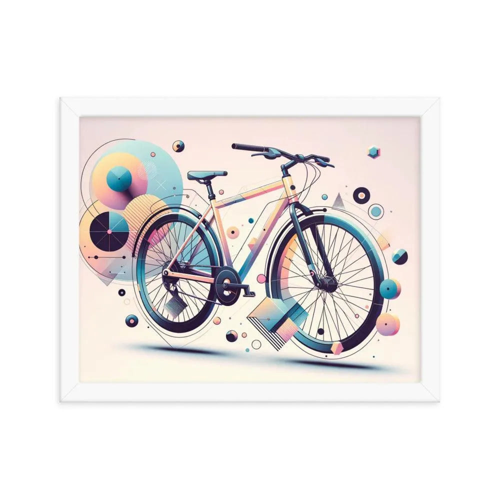 Contemporary Pastel Bicycle Geometric Art Framed Poster - Oh Posters
