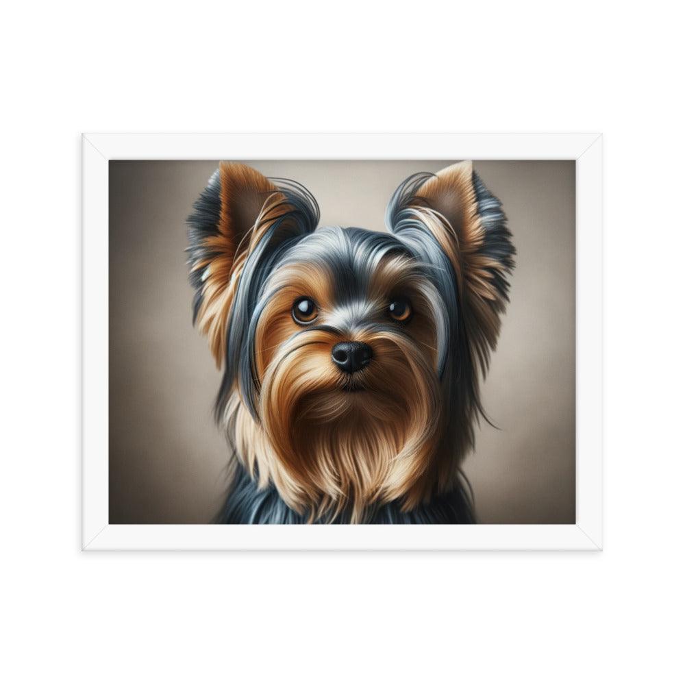 Close-Up Australian Silky Terrier Realistic Portrait Framed Poster - Oh Posters