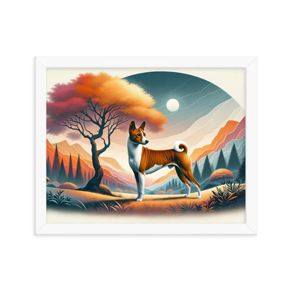 Graceful Basenji Dog in a Unique Landscape Framed Poster - Oh Posters