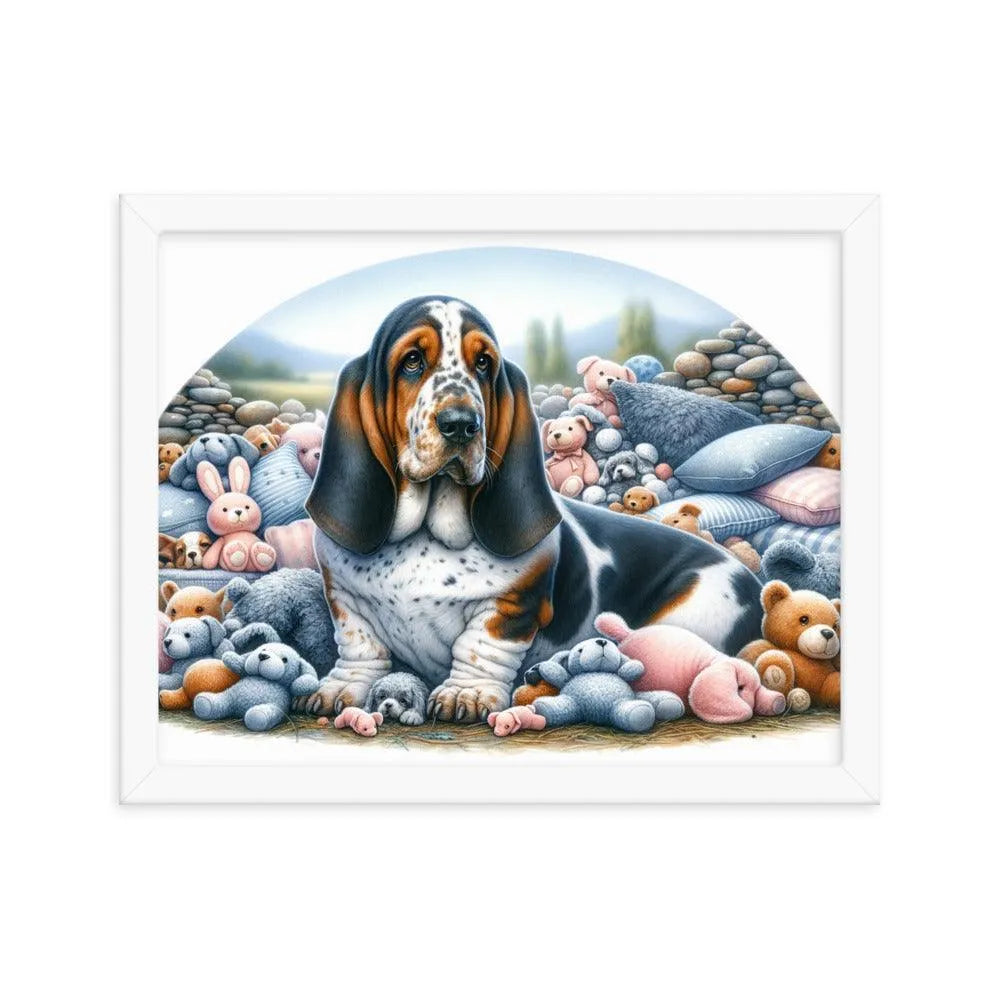 Cute and Cuddly Basset Bleu de Gascogne Art Framed Poster - Oh Posters