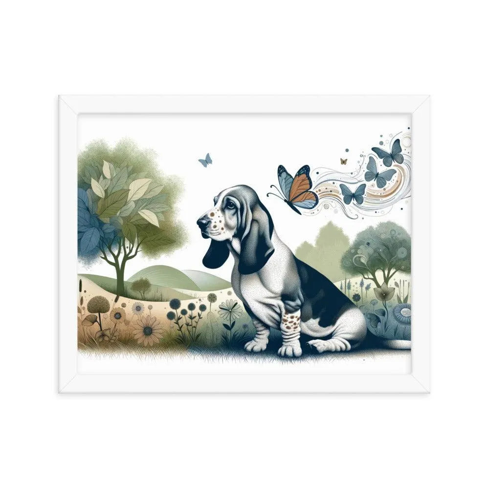 Harmonious Basset Bleu de Gascogne Landscape with a Twist Framed Poster - Oh Posters